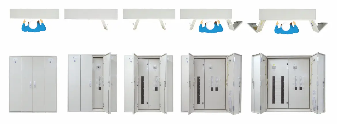 ウィングキャビネットのドアを開くイメージ図